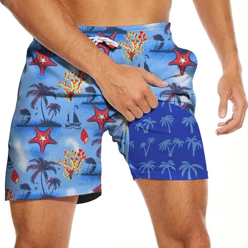 AUISS Traje de baño para hombre, diseño de calavera con bandera estadounidense, pantalones cortos de natación con bandera de Estados Unidos,