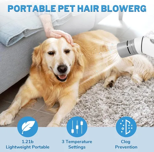 Miniatura 6 de Lightweight Portable Dog Dryer for Small Medium Large Dogs Grooming Hair Dryer with Low Noise High-Speed Brushless Motor Pet Water Blower with 3