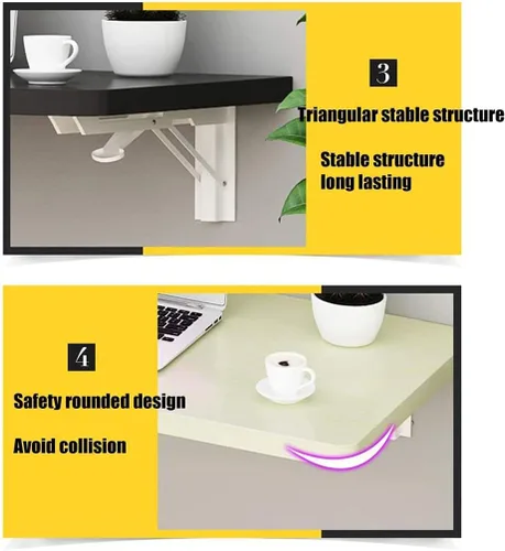 Miniatura 4 de Banco de trabajo montado en la pared para colgar en la pared, mesa plegable de madera maciza, mesa de cocina plegable pequeña, mesa de cocina Blanco
