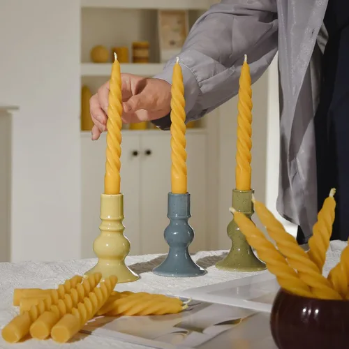 Miniatura 3 de DEYBBY Juego de 4 velas espirales de cera de abeja de 7 pulgadas, sin goteo y sin humo, velas de cera de abejas puras trenzadas para decoración