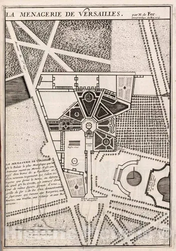 Mapa histórico: Mapa del Atlas Mundial, Vista: La Menagerie de Versailles. 1700 – Arte de pared vintage – 24 x 36 pulgadas