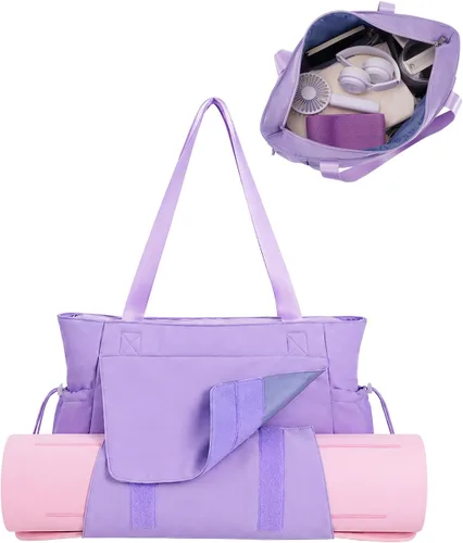 Miniatura 11 de sportsnew Bolsa para esterilla de yoga, bolsas de gimnasio para mujeres y hombres con bolsillo impermeable y gancho y bucle, almacenamiento de Negro