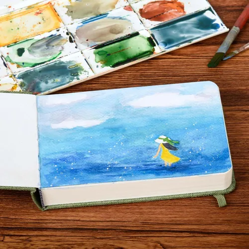 Miniatura 6 de Diario de acuarela, 42 hojas, cuaderno de bocetos de acuarela de 4 x 6 pulgadas con papel de algodón de prensa en frío de 140 lb/300 GSM, mini