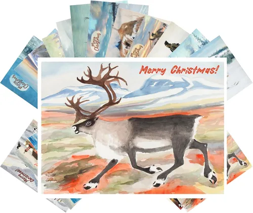 Miniatura 11 de PIXILUV Postales vintage (24 piezas 4"x6" cada una) Personas esquiando en montañas nevadas en Navidad Postales vintage de Navidad Tarjeta