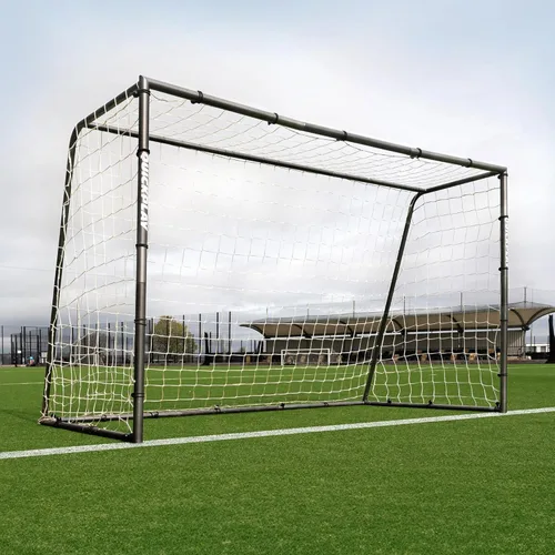 QUICKPLAY GS Porterías de Fútbol - Portería de Fútbol de Acero Galvanizado Súper Duradera [5 Tamaños] Tamaños Reglamentarios, Red Profunda, Movible
