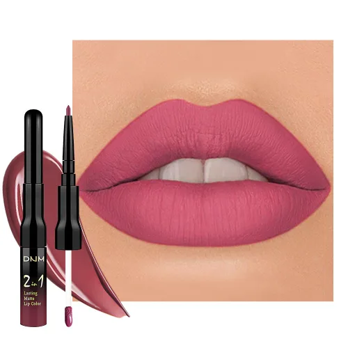 Miniatura 27 de 3 piezas 2 en 1 Set de delineador y lápiz labial líquido de color negro oscuro, púrpura y azul real para mujeres, tinte labial de larga duración, a