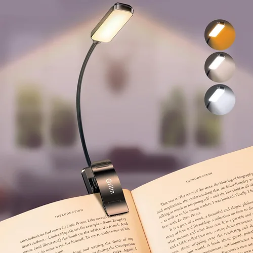 Miniatura 18 de Gritin Luz de Lectura Recargable de 9 LED para Leer en la Cama - Cuidado de los Ojos 3 Temperaturas de Color, Brillo de Atenuación Continua, 80