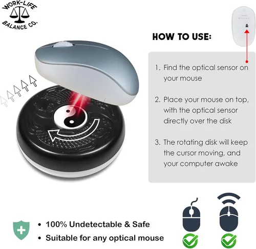 Miniatura 9 de Jiggler de ratón mecánico indetectable - No requiere USB ni software, mantiene el ratón en movimiento y la computadora despierta - Mover de ratón