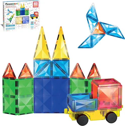 Miniatura 13 de PicassoTiles Bloque de construcción magnético Kit de construcción de azulejos magnéticos para niños, educativo STEM Aprendizaje, juego