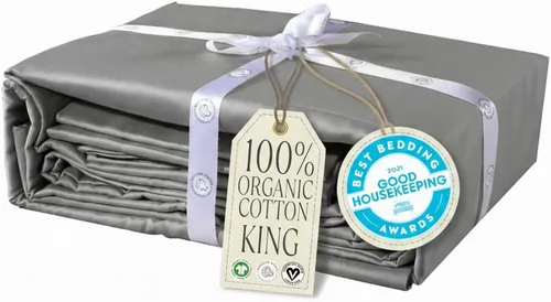 Miniatura 16 de Delilah Home Juego de sábanas de 300 hilos 100 % algodón orgánico, verificado por GOTS y Vegan.org, ropa de cama de satén de 300 hilos,