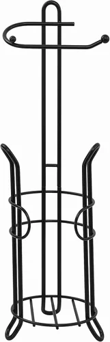 Miniatura 6 de SunnyPoint Soporte de papel higiénico independiente con almacenamiento, capacidad para 3 rollos de repuesto, acero resistente, acabado negro, fácil