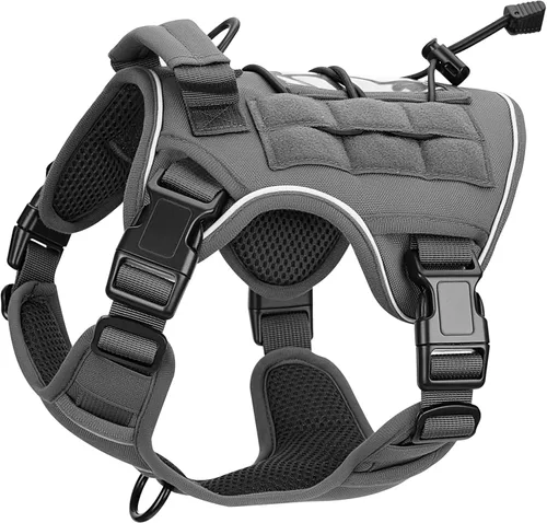 Miniatura 72 de Arnés táctico para perros grandes, chaleco reflectante ajustable sin tirones con sistema Molle, control de grado militar K9 para entrenamiento