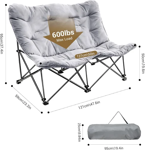 Miniatura 2 de Silla de mariposa acolchada y cómoda, silla plegable con respaldo alto para dormitorio, sala de estar, camping, césped