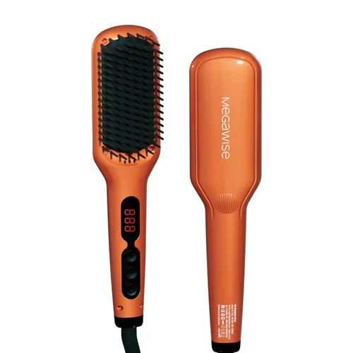 Miniatura 10 de MEGAWISE Cepillo alisador de cabello, cepillo de cerámica iónica para alisar el cabello para control del encrespamiento, calentamiento MCH 20s