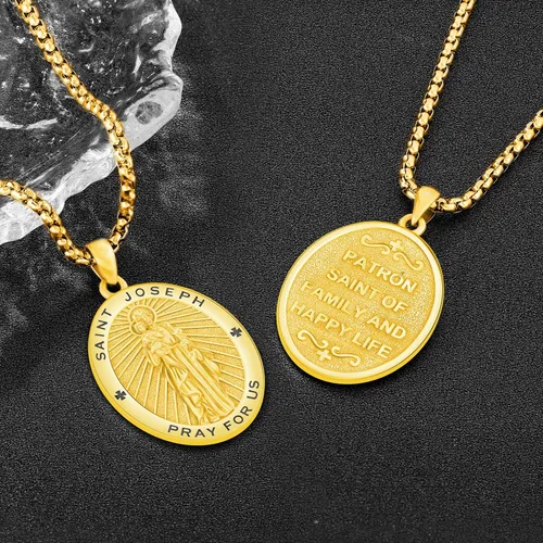 Miniatura 153 de Odinstone Collar de plata de ley 925 con medalla de San Miguel/San Cristóbal/San Benito/Crucifijo de Jesús/San Uriel/Arcángel Rafael para hombres