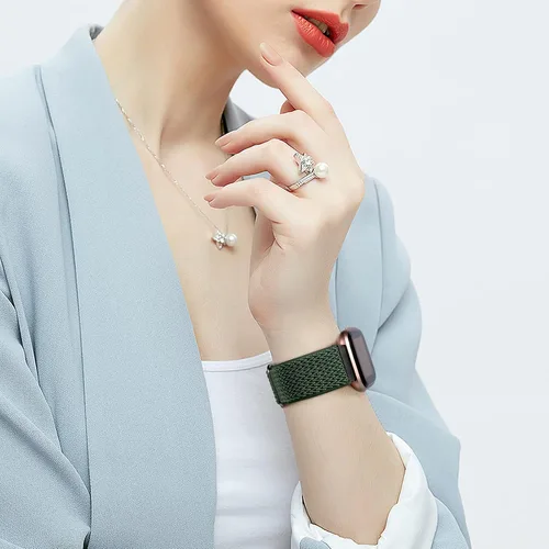 Miniatura 7 de Bandas elásticas compatibles con Fitbit Versa 2 Band para mujeres y hombres, correa deportiva suave ajustable de nailon trenzado transpirable