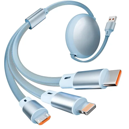 Miniatura 8 de Cable de carga múltiple 3 en 2, 1 paquete de cargadores retráctiles de 4 pies para todos los dispositivos, adaptador de cable de carga múltiple USBC