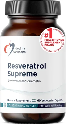 Designs for Health Resveratrol Supreme - Trans Resveratrol de Knotweed japonés + quercetina - Envejecimiento saludable + suplemento de apoyo