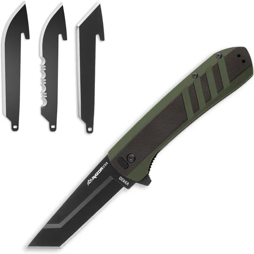 Miniatura 4 de OUTDOOR EDGE Razor VX4 - Cuchillo de bolsillo plegable EDC de hoja reemplazable Hoja de 3 pulgadas, rodamientos de bolas de cerámica, clip de Negro