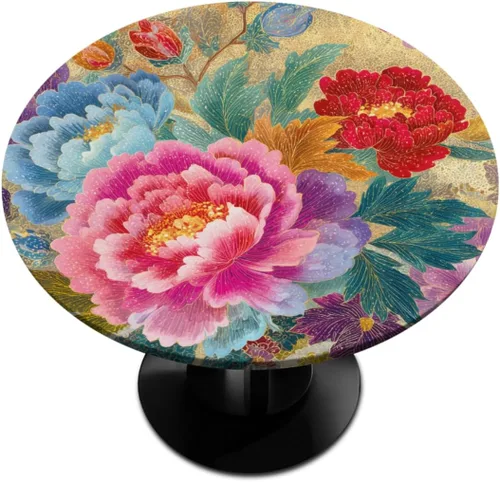Miniatura 19 de Mantel Redondo con Elástico para Mesa de Playa, Diseño de Estrella de Mar, Cubierta de Mesa Circular, Impermeable, Lavable, de Poliéster, Pequeñas