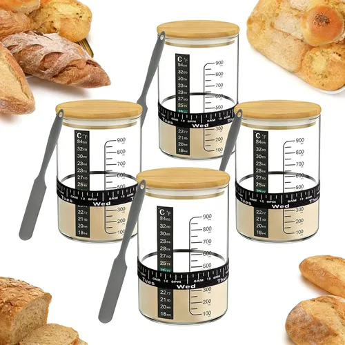 Miniatura 11 de Kit de Iniciador de Pan de Masa Madre Pro BRIRILINE – Frasco de masa madre de 34 onzas con 5 características únicas para el kit perfecto