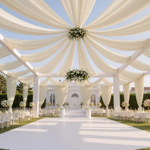 Miniatura 2 de Cortina de techo beige de 10 x 40 pies para fiestas de boda – 2 paneles sin arrugas de 40 pies de largo cortinas drapeadas para bodas, cumpleaños