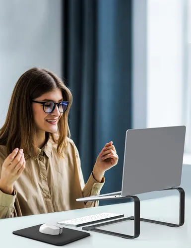 Miniatura 7 de SOUNDANCE Soporte de computadora portátil para escritorio, elevador ergonómico de metal para portátiles de 12 a 17.3 pulgadas, soporte de escritorio