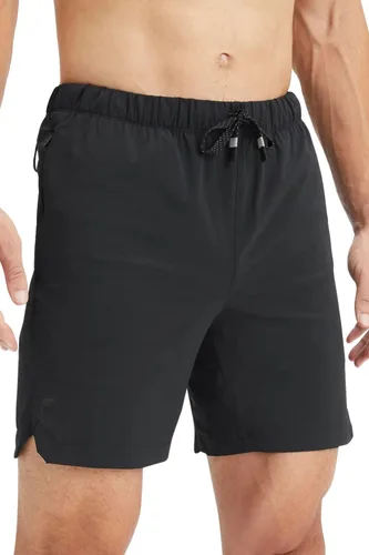Fabletics The One - Pantalón corto para hombre (sin forro), entrenamiento, natación, ligero, de secado rápido, bolsillo con cremallera, tejido Negro