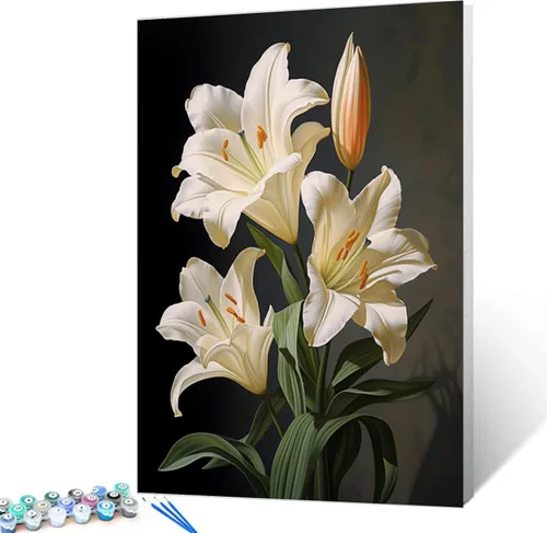 Miniatura 20 de Leisurely - Pintura por números para adultos, flor en botella, pintura al óleo digital, pintura acrílica, kits de pintura de licor, arte de pared