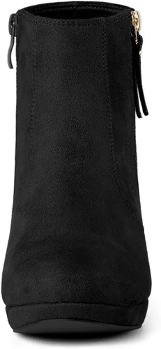 Miniatura 3 de Allegra K Botines de tacón grueso con cremallera lateral para mujer