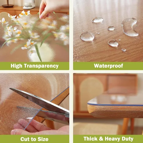 Miniatura 13 de Protector de mesa transparente de 12 x 36 pulgadas, 1.5 mm de grosor, cubierta de mesa de plástico impermeable, protector de mesa transparente