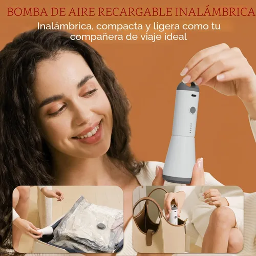 Miniatura 4 de Vacbird Bolsas de Vacío de Viaje con Bomba de Aire Inalámbrica Recargable, Paquete de 12 Bolsas de Almacenamiento al Vacío con Sellado para Ropa