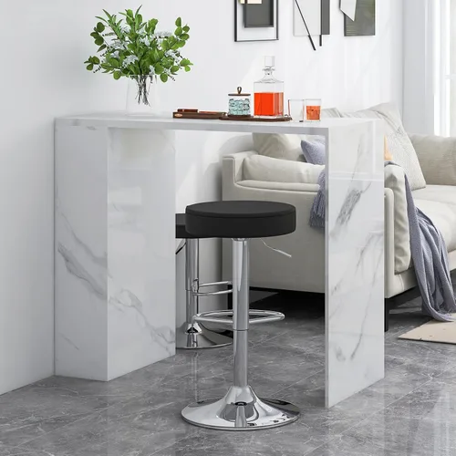 Miniatura 4 de WATERJOY Taburetes de barra redondos ajustables, taburete de bar giratorio de Seat de la PU con reposapiés