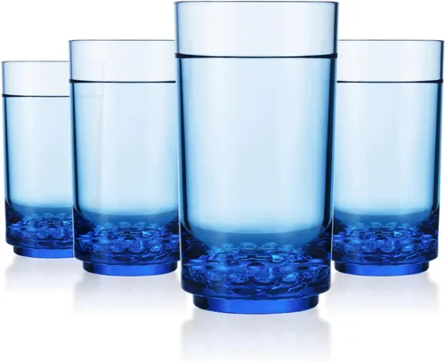 Drinique ELT-TA-BLU-4 Elite - Vasos altos irrompibles de Tritan Highball, 14 onzas (juego de 4), color azul