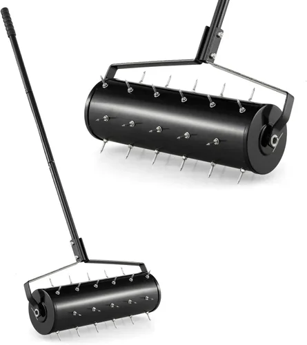 S AFSTAR Aireador manual de césped de 21 pulgadas, aireador de césped resistente, piedra de arena rellena con mango desmontable de 51 pulgadas y
