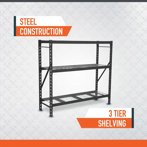 Miniatura 3 de Ironton Estantería industrial, 3 estantes de almacenamiento, estructura de acero, estante de 3 niveles con capacidad de carga de 2000 libras por