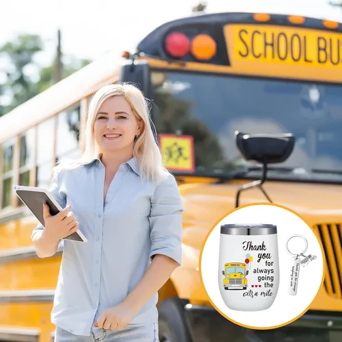 Miniatura 6 de Rtteri 2 piezas de regalos de agradecimiento al conductor de autobús escolar, regalo para mujeres y hombres, vaso de 12 onzas con tapa y pajita