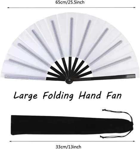 Miniatura 2 de Paquete de 8 ventiladores de mano plegables grandes para baile de línea, ventilador de estallido con funda de soporte, ventilador de mano grande