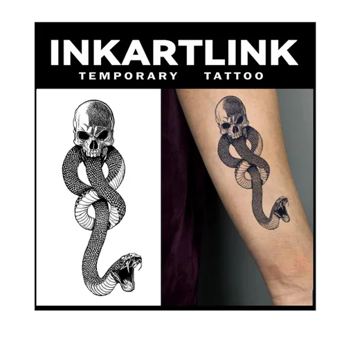 Miniatura 10 de INKARTLINK Tattoo Tech, 2 hojas de tatuajes semipermanentes medianos, tatuajes temporales de diseño artístico para adultos, dura 1-2 semanas
