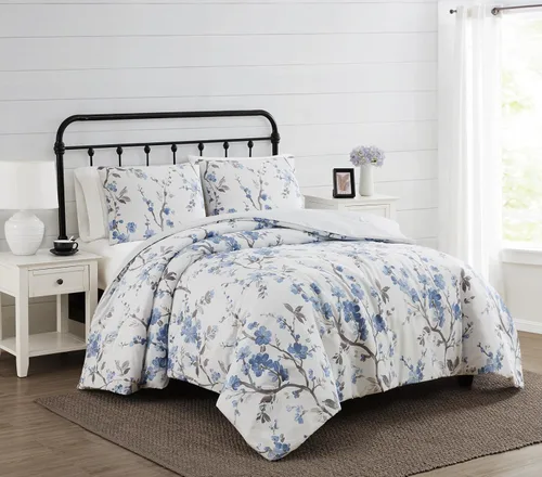 CANNON Kasumi - Juego de edredón floral de poliéster de 2 piezas, tamaño individual XL, con temática floral, para hombres y mujeres, certificado