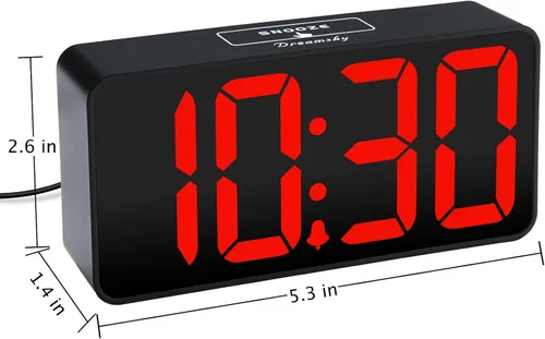 Miniatura 7 de DreamSky - Reloj despertador digital pequeño para dormitorio, pantalla de números grandes con atenuador de brillo, reloj de mesa eléctrico con Caja