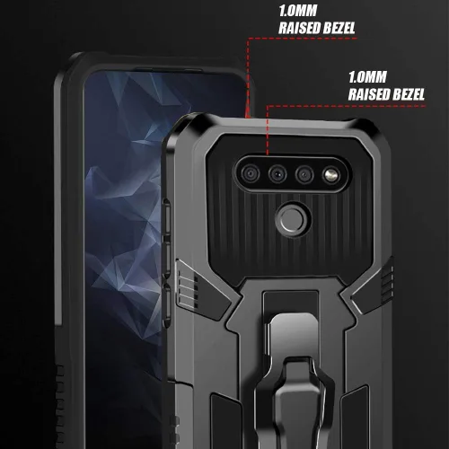 Miniatura 4 de Funda protectora resistente para LG K51, con protector de pantalla de vidrio templado [paquete de 2] resistente grado militar de 15 pies probada