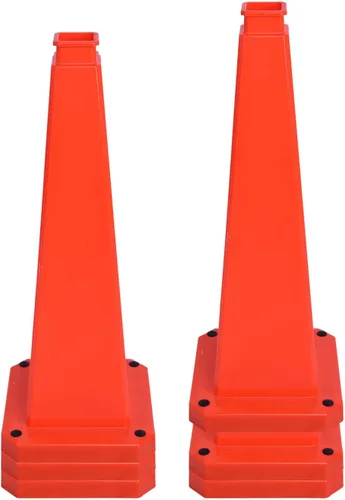 Miniatura 22 de Conos de precaución de 26.5 pulgadas, letreros de seguridad visibles de 4 lados con base de goma pesada, advertencia para prevención de resbalones