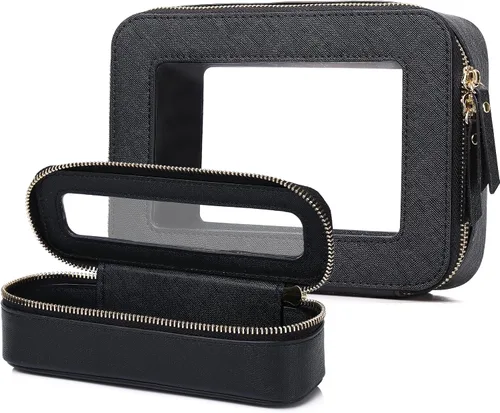 Miniatura 10 de Pinkmik Pequeña bolsa de maquillaje transparente, mini estuche para cosméticos, bolsa de aseo impermeable con cremallera, organizador de bolsos
