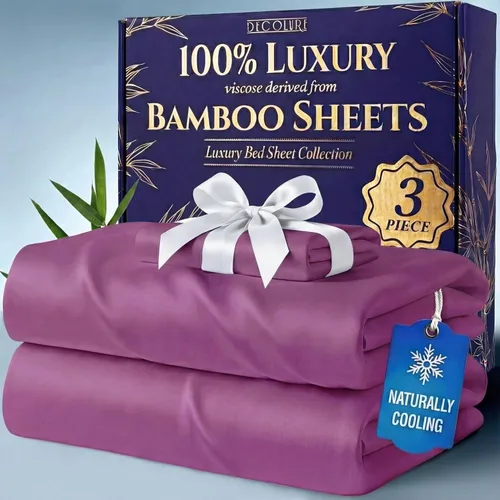 Miniatura 39 de DECOLURE 100% Viscosa derivada de bambú, juego de sábanas tamaño King de 4 piezas, lujosas sábanas naturalmente frescas, juego de cama ultra suave