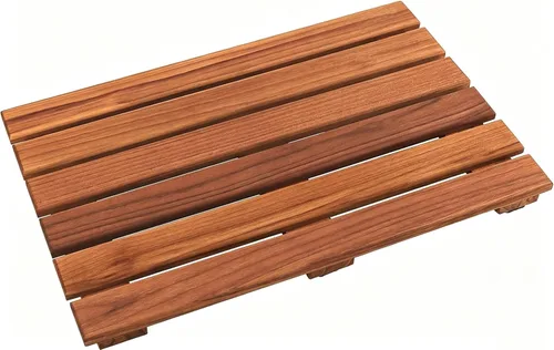 VaeFae Alfombra de ducha de teca, alfombra de baño antideslizante, alfombra de spa de lujo, alfombra de madera para bañera, 20 x 13 pulgadas
