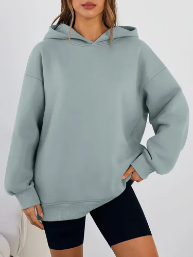 Miniatura 2 de Trendy Queen Sudaderas con capucha de gran tamaño para mujer, cómodas sudaderas de otoño a la moda 2025, trajes casuales de forro polar con bolsillos