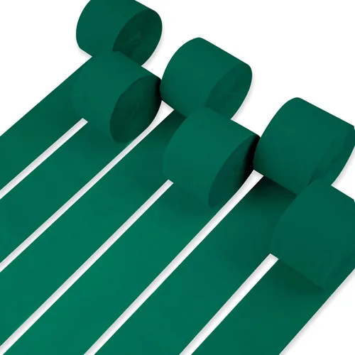 PartyWoo Serpentinas de papel crepé verde, 6 rollos de 492 pies, paquete de papel crepé verde bosque esmeralda cazador para graduación, Navidad,