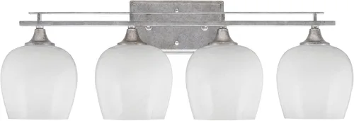 Miniatura 35 de Uptowne - Barra de baño 4 ligeras, acabado plateado envejecido, vidrio cuadrado de 3.5 pulgadas con forma de remolino de ónix