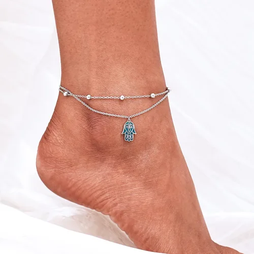 Miniatura 7 de CHIC & ARTSY Tobilleras delicadas de plata de ley S925 para verano, pulsera de tobillo ajustable multicapa para playa, joyería de pie para mujer